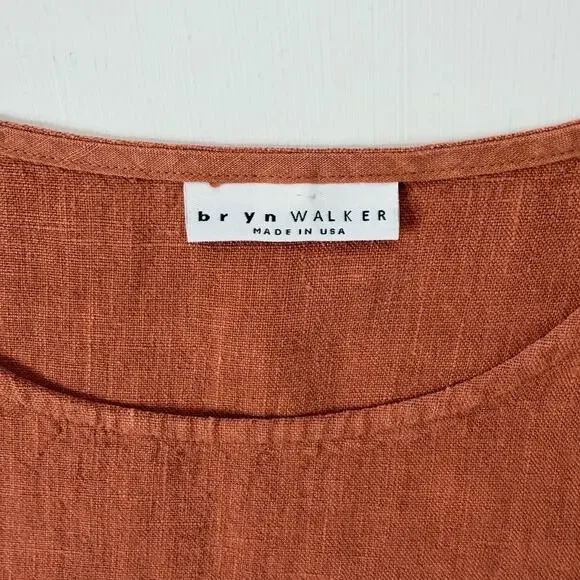 Bryn Walker Asymmetric Tunic BW M US 12/14 Orange Linen Oversized Lagenlook EUC - Picture 3 of 6